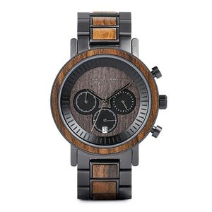Relógio De Madeira Bobo Bird W*r01 Aço Inoxidável à Prova D'água W-r01-3 Sim