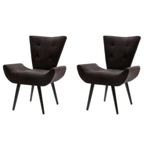 Kit 2 Poltronas Decorativa Emilia Suede Pé Palito - Preto - Cor: Preto