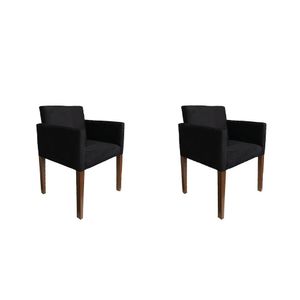 Kit 2 Poltronas Nina Para Escritório Sala De Recepção Tecido Suede - Preto - Cor: Preto