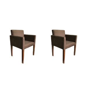 Kit 2 Poltronas Nina Para Escritório Sala De Recepção Tecido Suede - Marrom - Cor: Marrom