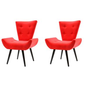 Kit 2 Poltronas Decorativa Emilia Pé Palito - Vermelha - Cor: Vermelho
