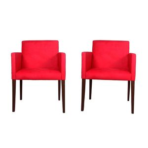 Kit 2 Poltronas Nina Para Escritório Sala De Recepção Tecido Suede - Vermelho - Cor: Vermelho