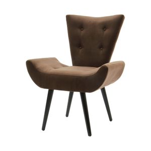 Poltrona Decorativa Emilia Pé Palito Em Suede - Marrom - Cor: Marrom