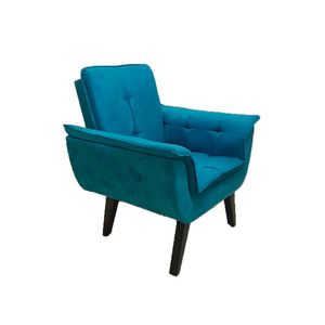 Poltrona Decorativa Opala Plus Para Sala De Estar Quarto Escritório - Azul Turquesa. - Cor: Azul