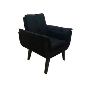 Poltrona Decorativa Opala Plus Para Sala De Estar Quarto Escritório - Preto . - Cor: Preto
