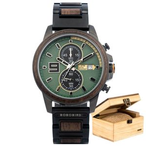 Relógio Para Homem Bobo Bird T103 à Prova D'água Verde