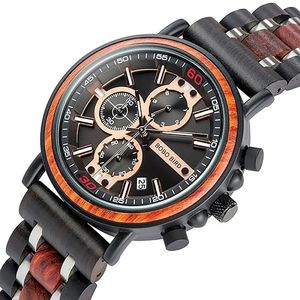 Relógio De Madeira Masculino Bobo Bird Ws0186 à Prova D'água Preto