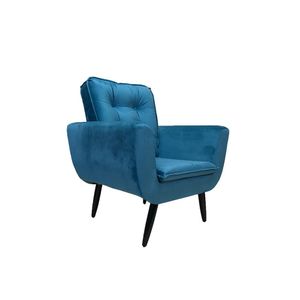 Poltrona Saturno Para Sala De Estar Quarto Escritório Tecido Suede - Azul Turquesa - Cor: Azul