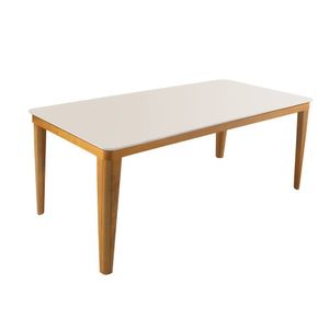 Mesa De Jantar 160Cmx90Cm Tampo Madeira/Vidro Rubi Slim Tradição Móveis Naturalíssimo/Off White