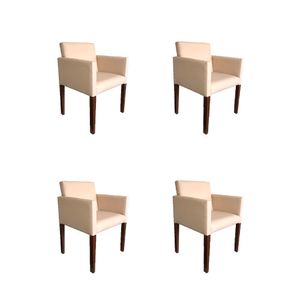 Kit 4 Poltronas Nina Estilo Retrô Ideal Para Sala De Estar - Creme - Cor: Bege