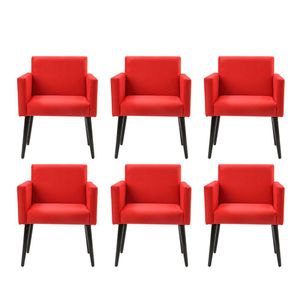 Kit 6 Poltronas Luca Estilo Retrô Decorativa - Vermelho - Cor: Vermelho