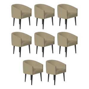 Kit 8 Poltrona Sandy Para Escritório Consultório Sala De Estar Recepção - Courvin Bege - Cor: Bege