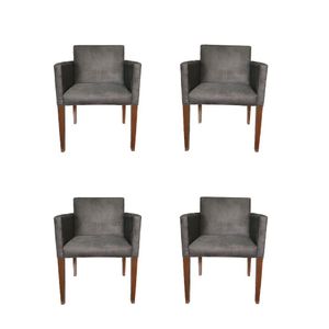 Kit 4 Poltronas Nina Estilo Retrô Ideal Para Sala De Estar - Cinza - Cor: Cinza