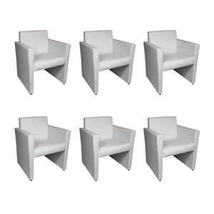 Kit 6 Poltronas Nina Slim 1 Lugar Pé Fechado - Branco - Cor: Branco