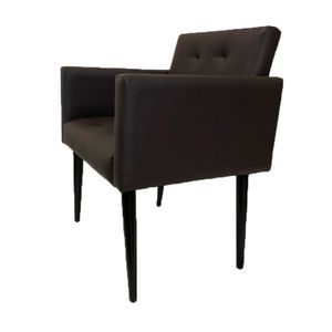 Poltrona Luca Plus Ideal Sala De Recepção Em Tecido Sintético - Marrom - Cor: Marrom