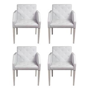 Kit 4 Poltronas Nina Costura Capitonê - Branco - Cor: Branco