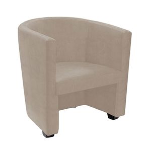 Poltrona Malta Recepção Tecido Suede - Bege - Cor: Bege