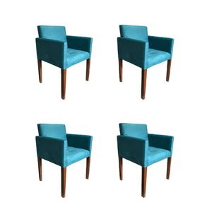 Kit 4 Poltronas Nina Estilo Retrô Ideal Para Sala De Estar - Azul Turqueza - Cor: Azul