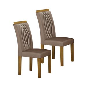 Kit 2 Cadeiras Para Sala De Jantar Doha Freijó/Camurça