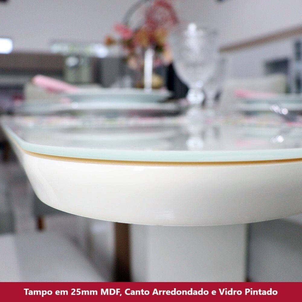 Conjunto Sala de Jantar Tampo MDF/Vidro 6 Cadeiras Helena Espresso Móveis