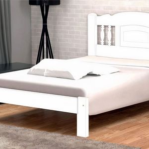 Cama Queen Size Atenas de Madeira Maciça Angelim Branco