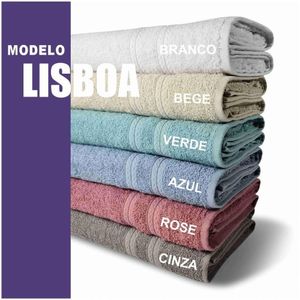 Jogo 2 Toalhas Lisboa 1 Banho 1 Rosto Grossa 100% Algodão 430g/m² Branca