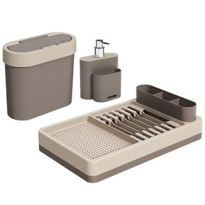 Conjunto Organização Sobre A Pia Flat 3 Peças Marrom E Bege Coza