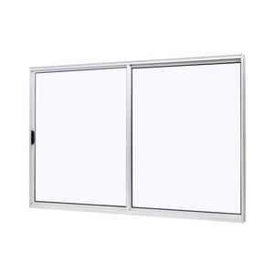 Janela De Alumínio De Correr Lateral 100x120cm 2 Folhas Com Grade E Vidro Liso Slim Modular Ramassol Branco