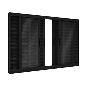 Janela De Alumínio Veneziana 100x120cm 6 Folhas Lucasa Preto