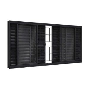 Janela De Aço Veneziana Com Grade Quadrada 6 Folhas 100x120cm Facilitá Lucasa Preto