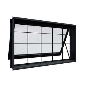 Janela De Aço Maximo Ar Com Grade Quadrada 60x80x12cm Facilitá Lucasa Preto