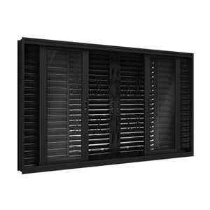 Janela De Aço Veneziana Flex Com Grade Mosaico 6 Folhas 100x200cm Facilitá Lucasa Preto