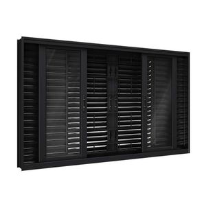 Janela De Aço Veneziana Flex Com Grade Quadrada 6 Folhas 120x150cm Facilitá Lucasa Preto