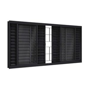 Janela De Aço Veneziana Com Grade Quadrada 6 Folhas 100x200cm Facilitá Lucasa Preto