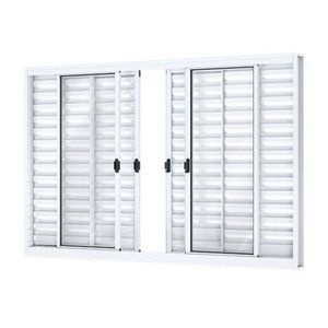 Janela De Alumínio Veneziana De Correr Central 6 Folhas 100x200cm Riobras Branco