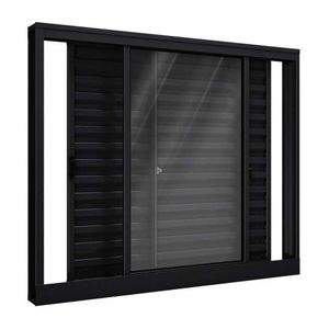 Janela De Alumínio Veneziana De Correr Lateral 3 Folhas Móveis 100x120cm Riobras Preto