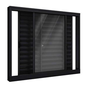 Janela De Alumínio Veneziana De Correr Lateral 3 Folhas Móveis 100x100cm Riobras Preto