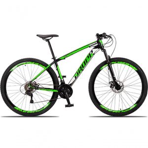 Bicicleta Aro 29 Dropp Race 24 Vel Câmbio Traseiro Freio A Disco Bike Mtb Alumínio Preto+verde