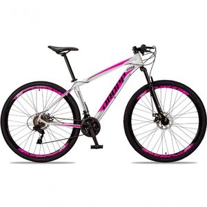 Bicicleta Aro 29 Dropp Aluminum 24 Vel Câmbio Traseiro Freio A Disco Bike Mtb Alumínio Branco+rosa