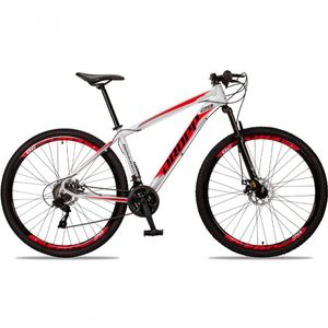 Bicicleta Aro 29 Aluminum 24 Vel Câmbio Traseiro Freio A Disco Bike Mtb Alumínio Branco+vermelho