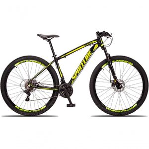Bicicleta Aro 29 Spaceline Vega 24 Vel Câmbio Traseiro Freio A Disco Bike Mtb Alumínio Preto+amarelo