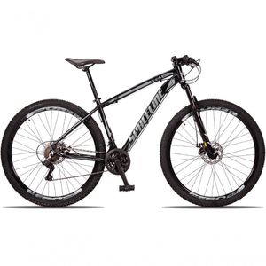 Bicicleta Aro 29 Spaceline Vega 24 Vel Câmbio Traseiro Freio A Disco Bike Mtb Alumínio Preto+cinza