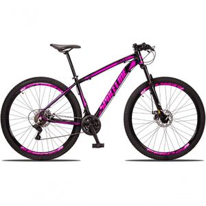Bicicleta Aro 29 Spaceline Vega 24 Vel Câmbio Traseiro Freio A Disco Bike Mtb Alumínio Preto+rosa