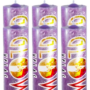 6 Velas De 7 Dias Roxo 100% Parafina Pura 260g
