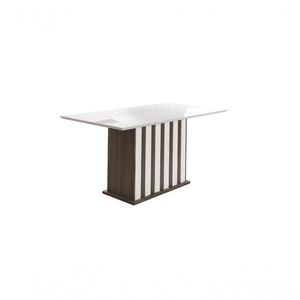 Mesa De Jantar 160Cm Amália Com Vidro Amêndoa/Off White - Poliman