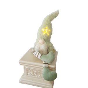 Papai Noel Sentado Verde Com Ilumnação 50cm