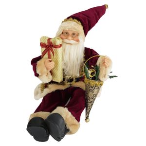 Papai Noel Sentado 50cm Veludo Bordo 50cm