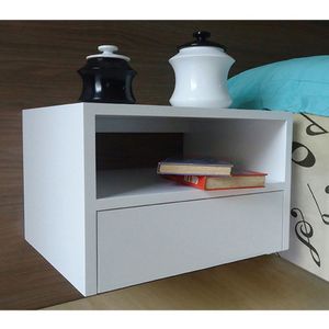 Mesa De Cabeceira Nicho Com Gaveteiro Suspenso De Parede Branco Laca
