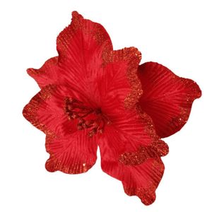 Flor Artificial Natal Veludo Vermelha Haste 15m 15cm