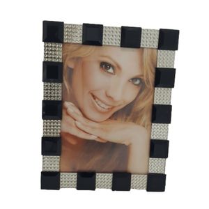 Porta Retrato Vidro Preto Com Strass 19Cm X 15Cm